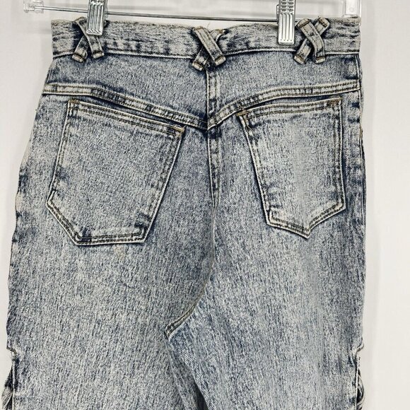 Vintage Acid Wash Jeans Lace Up Leg High Rise 7 Pleated Fredericks of Hollywood - Picture 10 of 13
